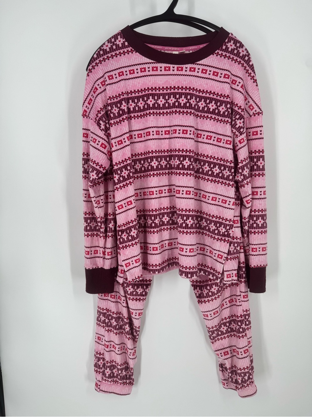 Women's Pink Fair Isle Crewneck Sweater - Cozy Everyday Knit